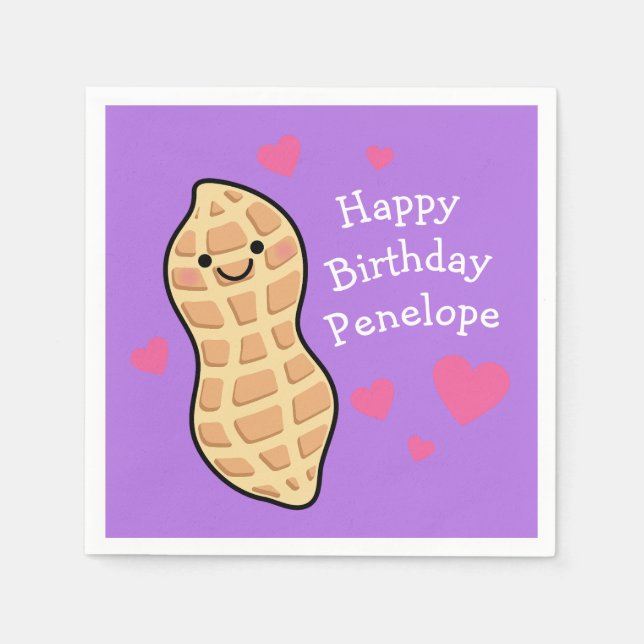 Peanut Födelsedagsfest Cute Kids Tecknad Nöt Pappersservett (Framsidan)