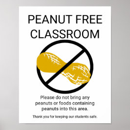 Peanut Free Classroom Underteckningsskola: Ingen j Poster