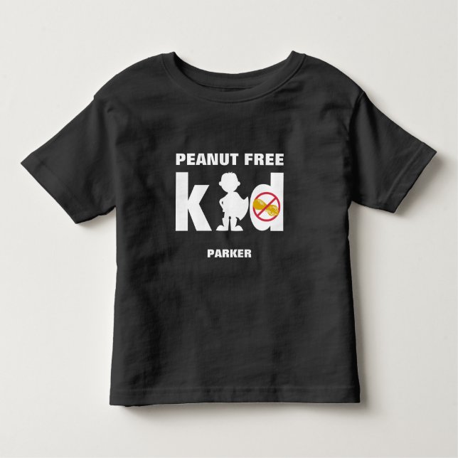 Peanut Free Kid Toppen Boy Food Allergy Alert Shir T-shirt (Framsida)