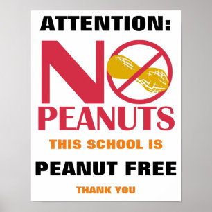 Peanut Free School Sign för School eller Daycare Poster