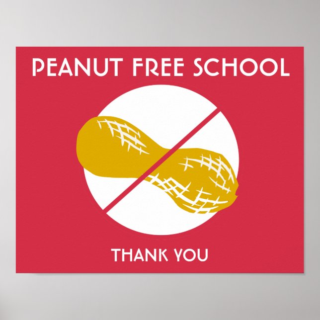 Peanut Free School Sign för School eller Daycare Poster (Framsidan)