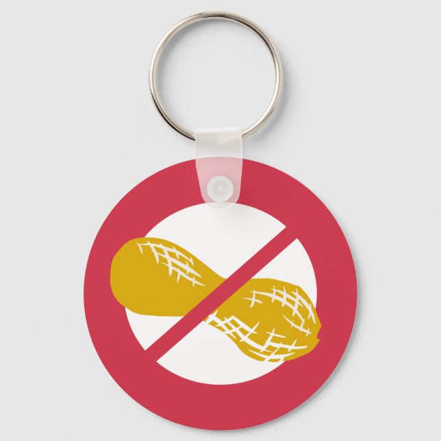 Peanut Free Symbol Red No Peanuts Allergy Kids Nyckelring (Framsida)