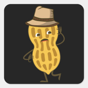 Peanut Funny Fyrkantigt Klistermärke