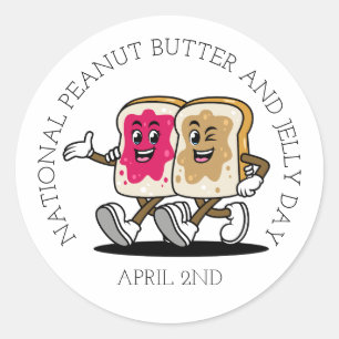 Peanutbutter och gelé nationella dagen 2 april Kul Runt Klistermärke