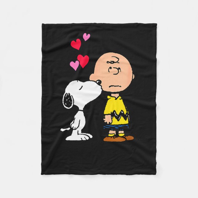 Peanuts - And Charlie Dog Kisses Valentine Wishes  Fleecefilt (Framsidan)