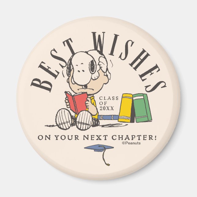 Peanuts Best Wishes Graduation Snoopy Reading Magnet (Framsidan)