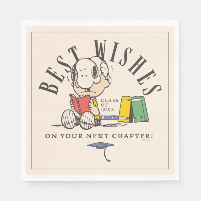 Peanuts Best Wishes Graduation Snoopy Reading Pappersservett (Framsidan)