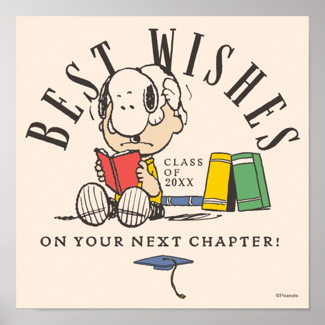 Peanuts Best Wishes Graduation Snoopy Reading Poster (Framsidan)