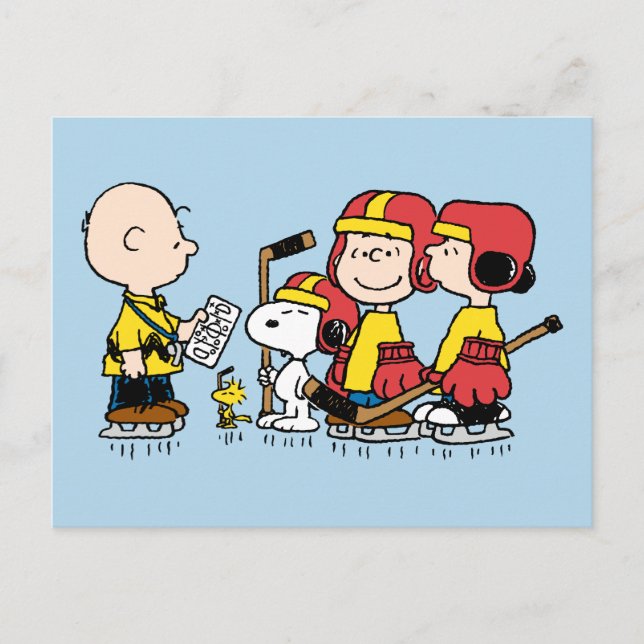 Peanuts | Charlie Brown Hockeytränare Vykort (Framsida)