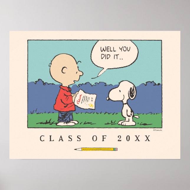 Peanuts Charlie Brown Snoopy Well You Did It Grad Poster (Framsidan)