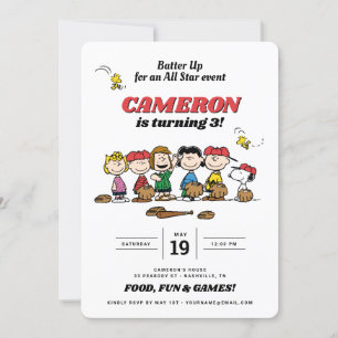Peanuts Gang Baskåpinbjudan på födelsedagen Inbjudningar