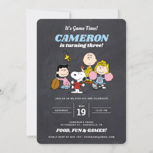 Peanuts Gang   Fotbollskboard Birthday Invita Inbjudningar