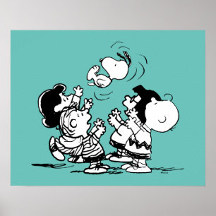 Peanuts Gang Lifts Snoopy Poster