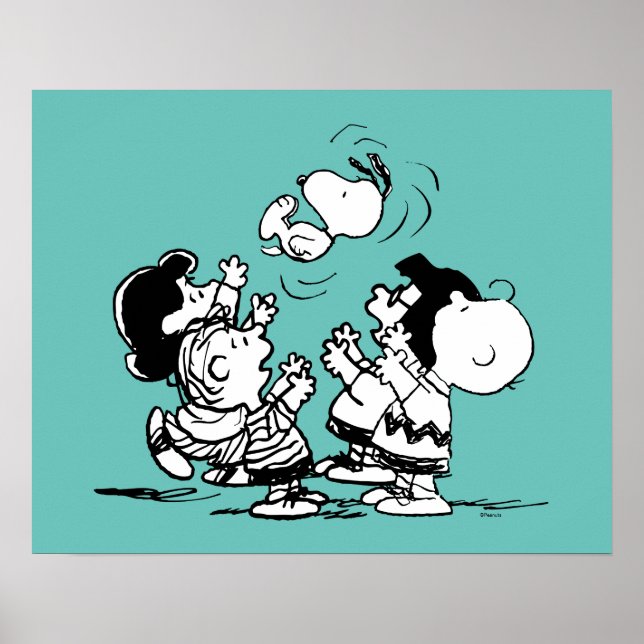 Peanuts Gang Lifts Snoopy Poster (Framsidan)
