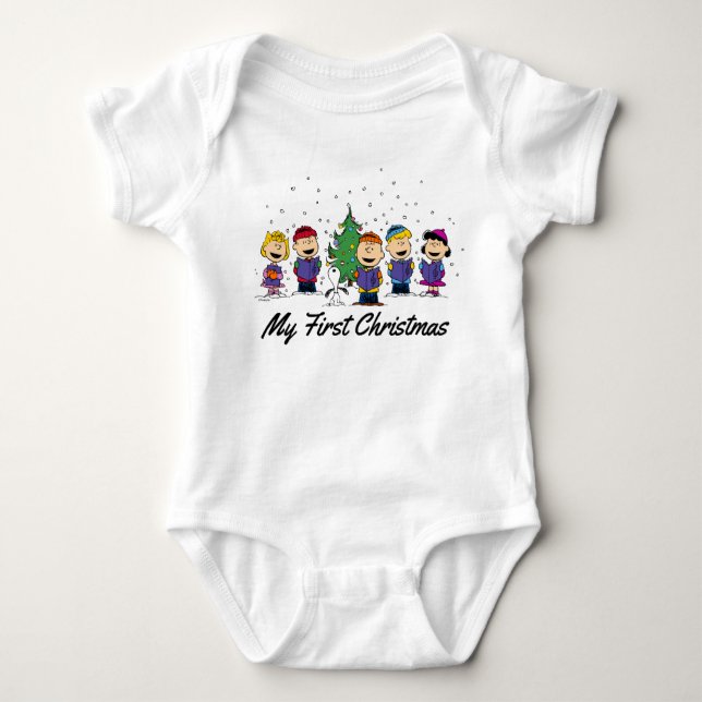 Peanuts Gang - Min första jul Baby Bodysui T Shirt (Framsida)