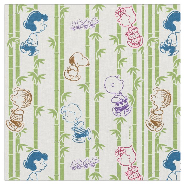 Peanuts Gang Sketch Print Bamboo Tyg (Närbild)
