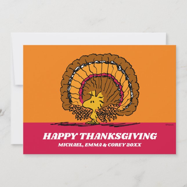 Peanuts | Glad Thanksgiving Woodstock Turkiet Julkort (Framsida)