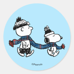 Peanuts   God Jul Snoopy & Charlie Brown Runt Klistermärke