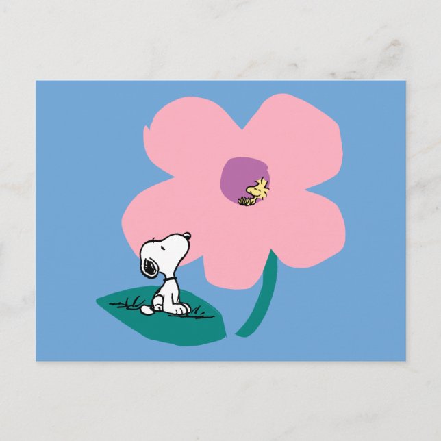 Peanuts | Illustrerar natur rosa blomma Vykort (Framsida)