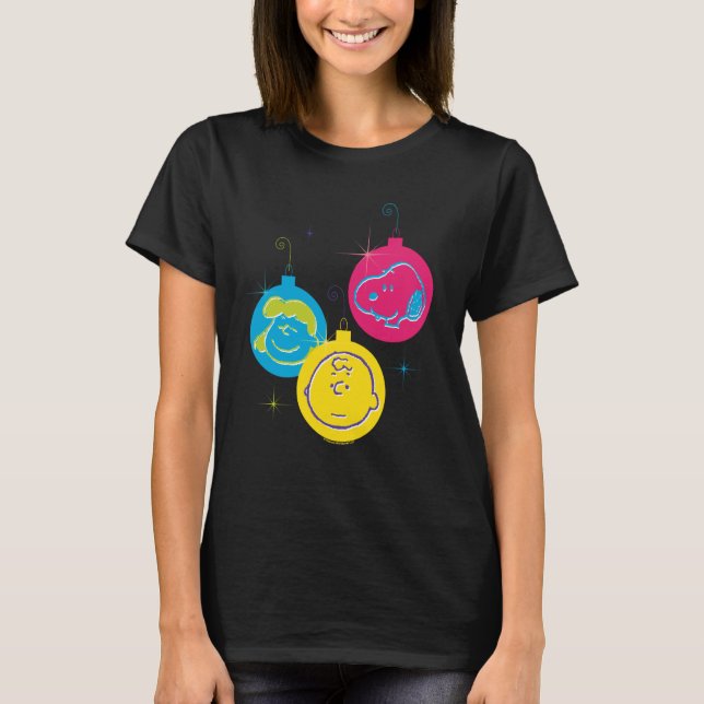 Peanuts Jul Baubles Trio T Shirt (Framsida)