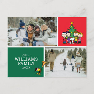 Peanuts-julfamiljens fotokollage helg vykort
