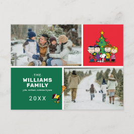 Peanuts-julfamiljens fotokollage helg vykort