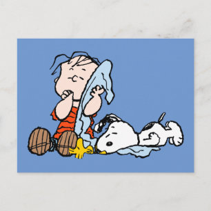 Peanuts Linus, Snoopy & Woodstock sover Vykort