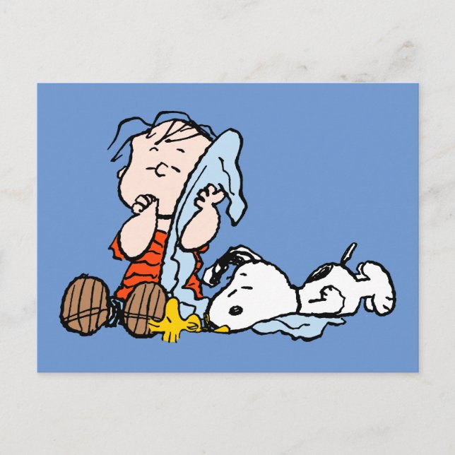 Peanuts | Linus, Snoopy & Woodstock sover Vykort (Framsida)