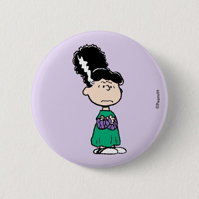 Peanuts Lucy Brud till Frankenstein Halloween Knapp (Framsida)