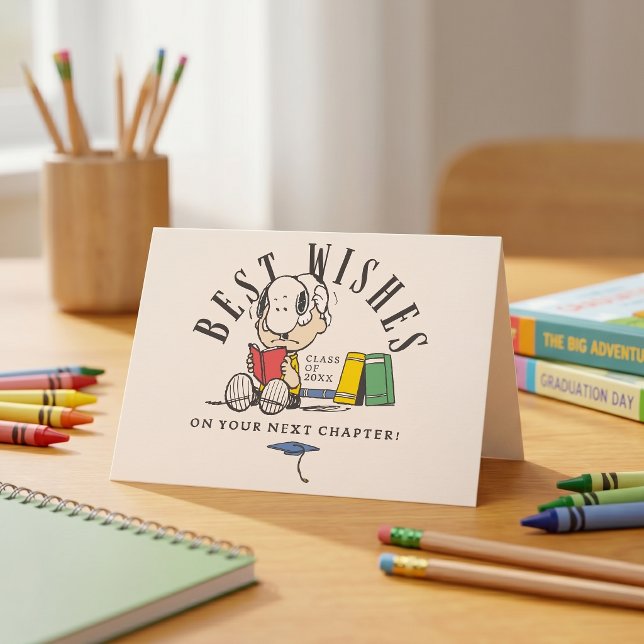 Peanuts Lycka till Studentexamen Snoopy Läsning Kort (Skapare uppladdad)