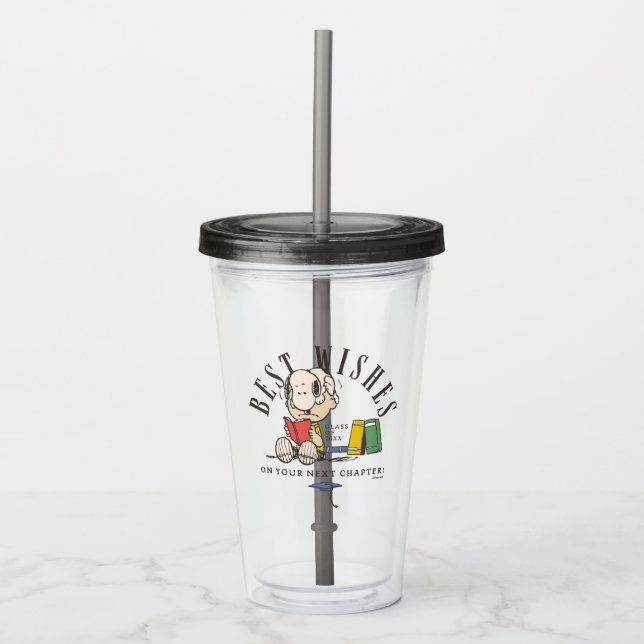 Peanuts Lycka till Studentfirande Snoopy Läsning Take Away Mugg (Framsida)