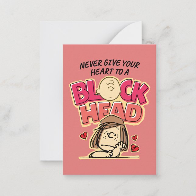 Peanuts | Never Give Your Heart To A Blockhead Anteckningskort (Framsida)