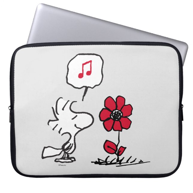 PEANUTS | Red & Black Mönster Laptop Fodral (Framsidan)