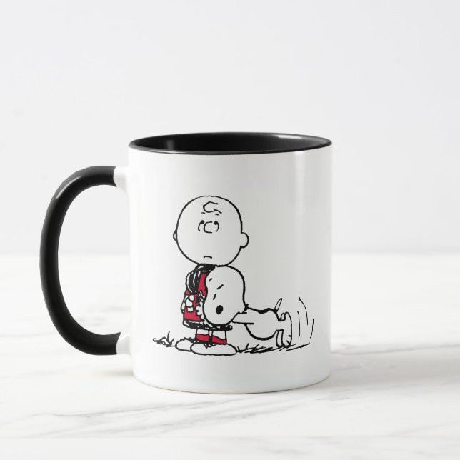 PEANUTS | Red & Black Mönster Mugg (Vänster)