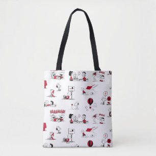 PEANUTS   Red & Black Mönster Tygkasse