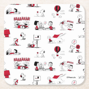 PEANUTS Red & Black Mönster Underlägg Papper Kvadrat