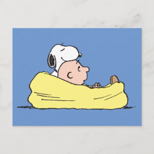 Peanuts Snoopy & Charlie Brown i bönpåsstol Vykort