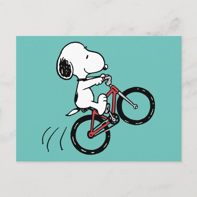 Peanuts | Snoopy Cykel Hjulställning Vykort (Framsida)