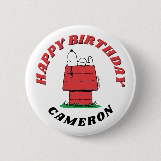 Peanuts Snoopy Dog House Birthday Button Knapp (Framsida)