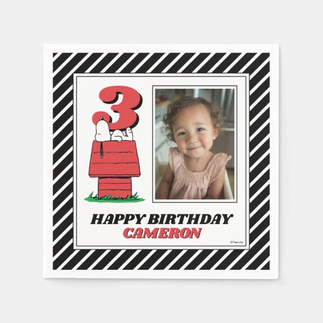 Peanuts Snoopy Dog House Birthday Napkins Pappersservett (Framsidan)