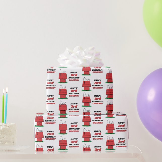 Peanuts Snoopy Dog House Birthday Wrapping Paper Presentpapper (Festgåvor)