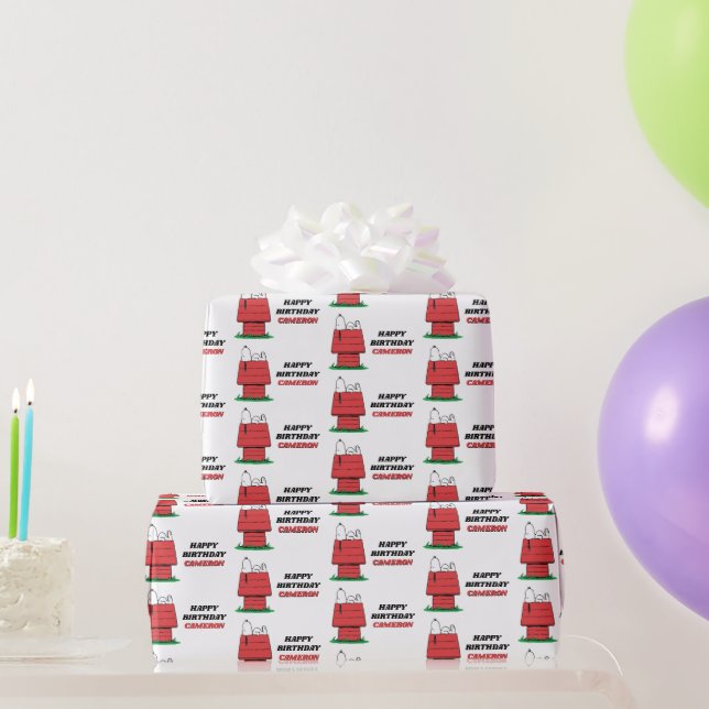 Peanuts Snoopy Dog House Birthday Wrapping Paper Presentpapper (Festgåvor)