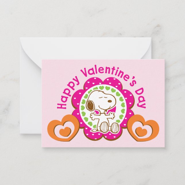 Peanuts | Snoopy Floral Hearts Valentine Anteckningskort (Framsida)