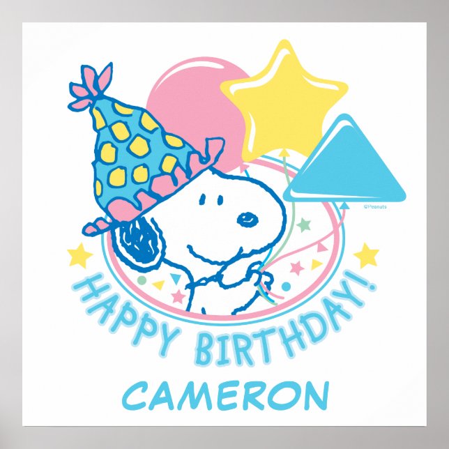 PEANUTS | Snoopy Grattis på födelsedagen-ballonger Poster (Framsidan)
