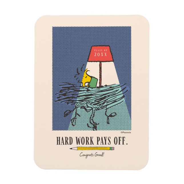 Peanuts Snoopy Hard Work Pays Off Graduation Magnet (Vertikal)