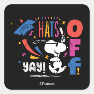 Peanuts Snoopy Hatten av åt dig Examen Grattis Fyrkantigt Klistermärke
