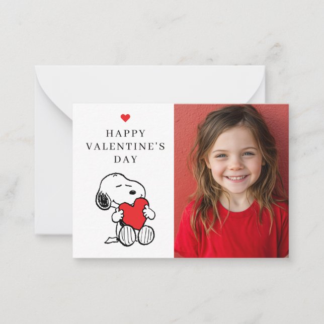 Peanuts | Snoopy Heart Photo Valentine Anteckningskort (Framsida)