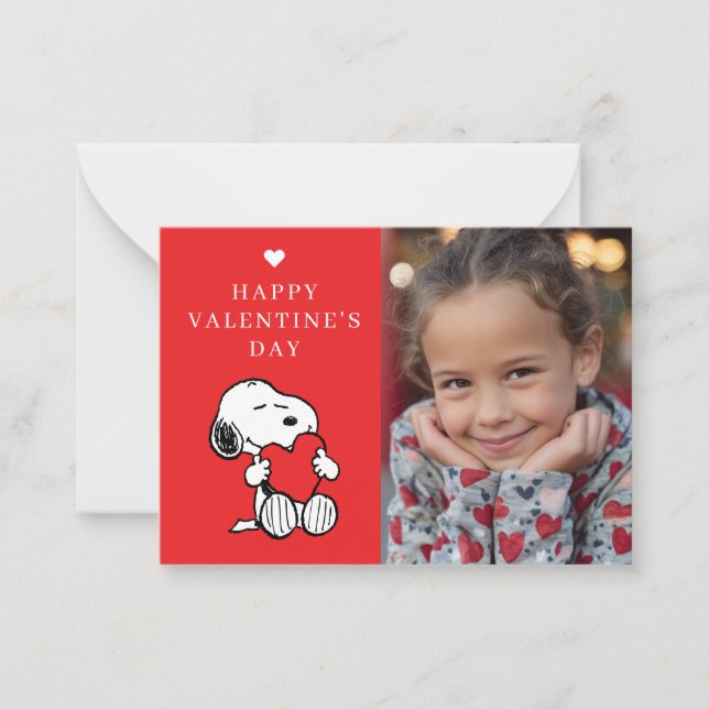 Peanuts | Snoopy Heart Photo Valentine Anteckningskort (Framsida)