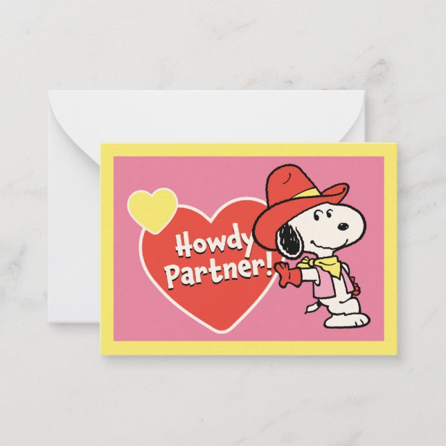 Peanuts | Snoopy Howdy Valentine Anteckningskort (Framsida)