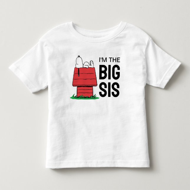 Peanuts Snoopy Hund House | Jag är Big Sister T Shirt (Framsida)